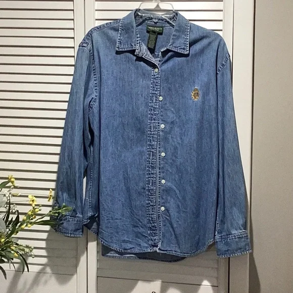 Blue Denim Button-Up Shirt - Picture 1 of 4